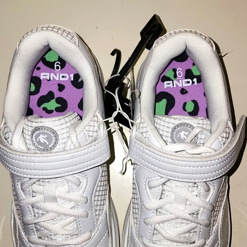 UNISEX AND 1 Platform Velcro White Athletic Sneakers Little-Big Girl Size 6 - Picture 4 of 9